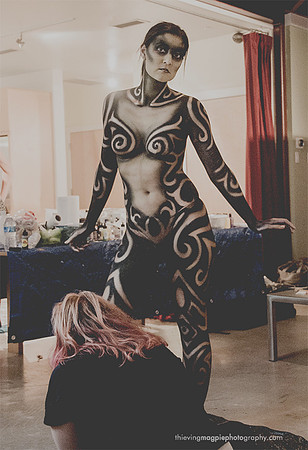Jen being airbrushed
